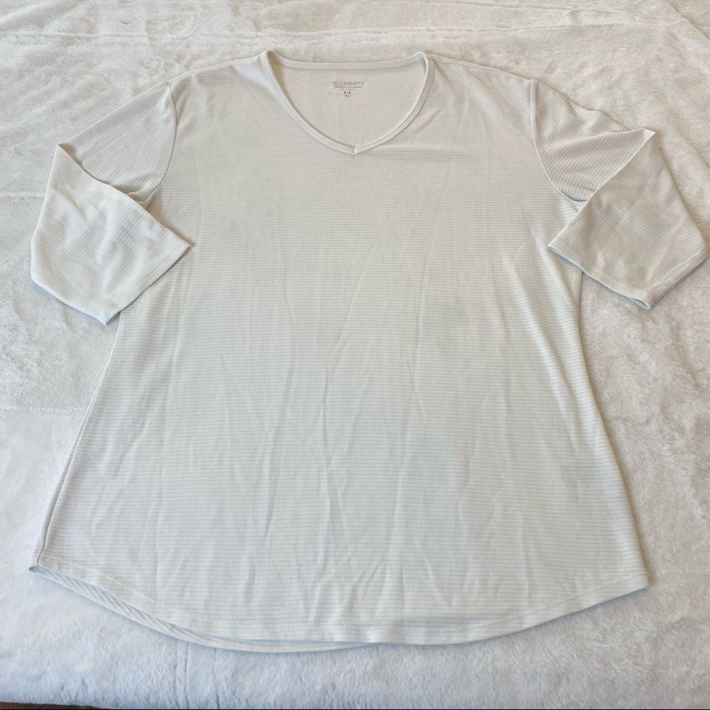 Seg'ments V Neck 3/4 Sleeve White Top Size XL